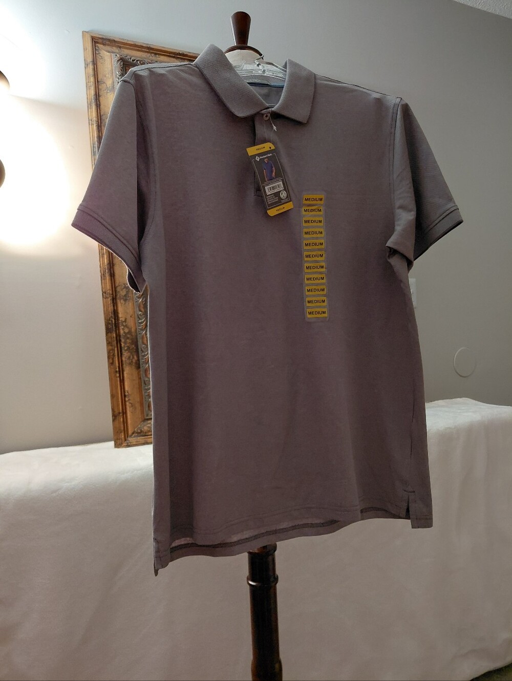 Men's Pique Classic Polo Gray Shirt Size Medium. Comfortable NWT
